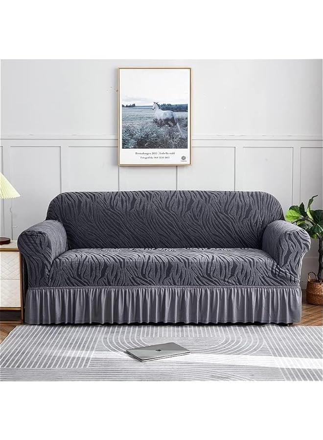 HOOKOR Durku Thick Sofa Cover with Skirt, Stretchable Full Cover Dustproof Sofa Towel Couch Slipcover，Pure Color Combination Sofa Cover, for Furniture Protection (Grey, 2 seater) - Image 1