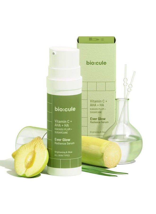 Biocule biocule Ever Glow Radiance Serum, Vitamin C Face Serum for Glowing Skin with Glycolic Acid from Kakadu Plum & Sugarcane, Skin Brightening & Glow, Oil Free Vitamin C Serum for All Skin Types, 30ml  - Image 1