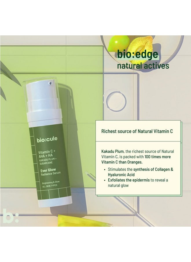 Biocule biocule Ever Glow Radiance Serum, Vitamin C Face Serum for Glowing Skin with Glycolic Acid from Kakadu Plum & Sugarcane, Skin Brightening & Glow, Oil Free Vitamin C Serum for All Skin Types, 30ml  - Image 4