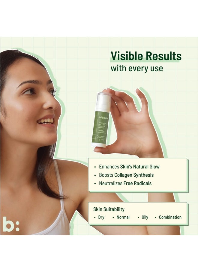 Biocule biocule Ever Glow Radiance Serum, Vitamin C Face Serum for Glowing Skin with Glycolic Acid from Kakadu Plum & Sugarcane, Skin Brightening & Glow, Oil Free Vitamin C Serum for All Skin Types, 30ml  - Image 3