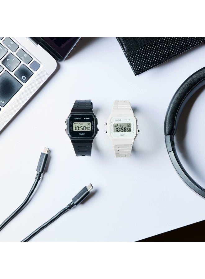 CASIO F‑91WB‑1ADF Unisex Digital Watch, Slim Design, Bio‑Resin Band, Black - Image 3