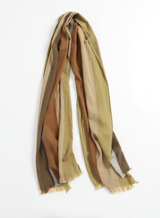 Jeelow Lightweight Summer Scarf Light Shawl Wrap Linen Feel Scarves For Men And Women, 100 Cotton Earth Tones, L - Image 2