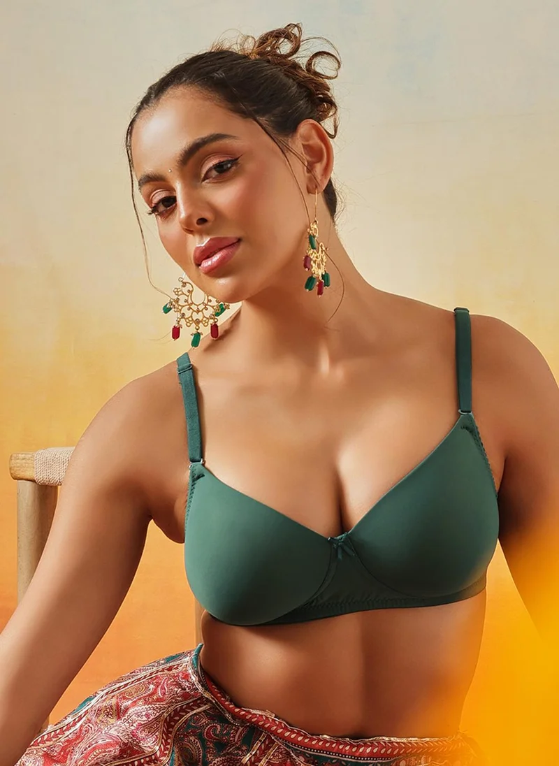 Clovia Teal Clovia Padded Non-Wired Full Coverage Multiway T-shirt Bra in Teal Green for Women | Best Price UAE