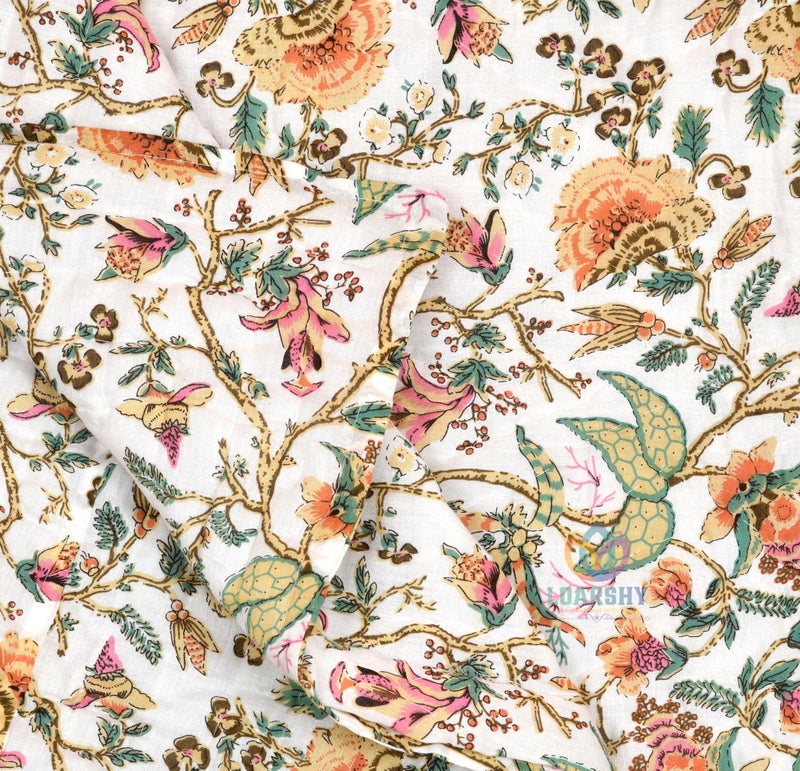LOARSHY Orange Yellow Multi Color Flower Traditional Printed Jaipuri Cotton Razai Conforter Single Bed AC Rajai Light Weight Soft Quilt (55X85 Size) - Image 5