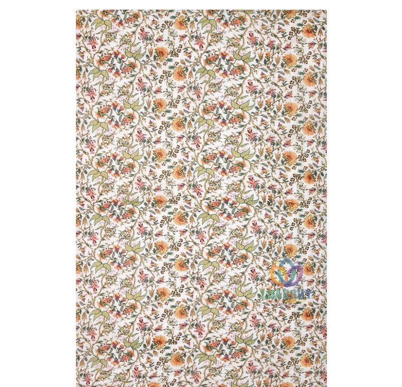 LOARSHY Orange Yellow Multi Color Flower Traditional Printed Jaipuri Cotton Razai Conforter Single Bed AC Rajai Light Weight Soft Quilt (55X85 Size) - Image 4