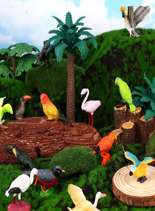 Warmshine 24 Pcs Realistic Bird Animals Figurines Mini Bird Figures Model Eagle Parrot Robin Owl Plastic Birds Figures Fairy Garden Accessories Dollhouse Birthday Cake Toppers - Image 4