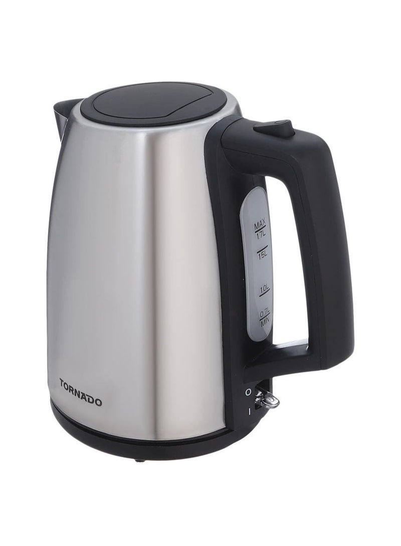 Tornado Stainless Steel 1.7L Electric Kettle - 2200W Model TKS-2217E Black/Silver - Image 1