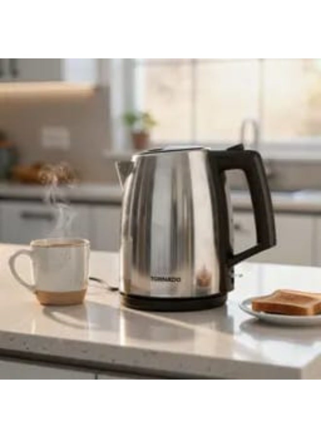 Tornado Stainless Steel 1.7L Electric Kettle - 2200W Model TKS-2217E Black/Silver - Image 2