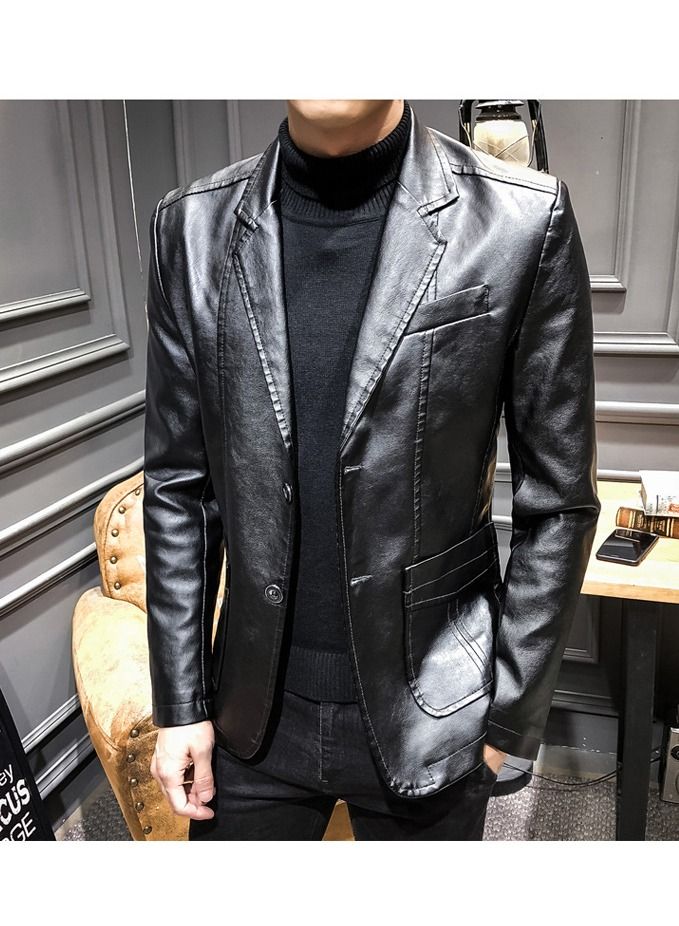 Loquat Men's Fashion Slim Leather Jacket  - Image 2