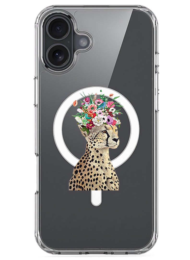Theodor Magnetic Case for Apple iPhone 17 Compatible with MagSafe Wireless Charging, Shockproof Phone Bumper Cover - Cheetah Flower - Image 1