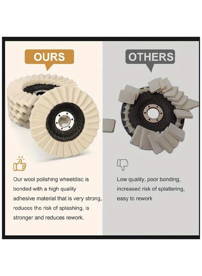 5pcs KVAGO Premium 125mm Beige Felt Polishing Pads for Paint Wood Plastic with Angle Grinder - Image 4