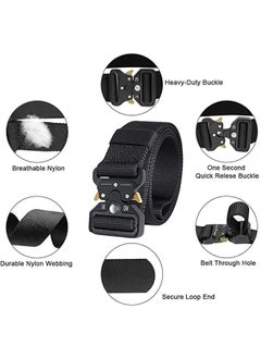 GROIC Traing Tactical Belt Military Style Girdle Utility for Men Waistband Nylon Webbing Band with V-Ring Heavy-Duty Quick-Release Zinc Alloy Buckle Elastic Ring Allergy Free - Black  - Image 5