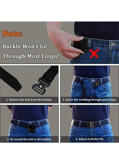 GROIC Traing Tactical Belt Military Style Girdle Utility for Men Waistband Nylon Webbing Band with V-Ring Heavy-Duty Quick-Release Zinc Alloy Buckle Elastic Ring Allergy Free - Black  - Image 3