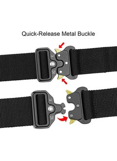GROIC Traing Tactical Belt Military Style Girdle Utility for Men Waistband Nylon Webbing Band with V-Ring Heavy-Duty Quick-Release Zinc Alloy Buckle Elastic Ring Allergy Free - Black  - Image 4