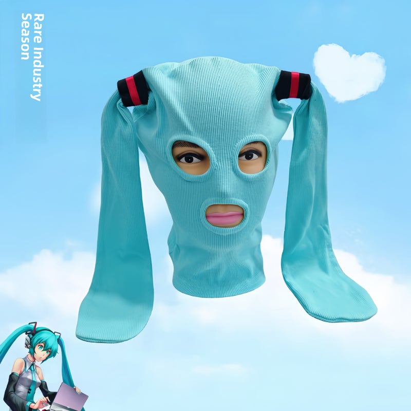 New Vocaloid Miku Balaclava Cosplay Cycling Mask blue earless