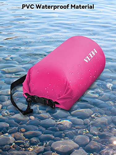 HEETA Waterproof Dry Bag for Women Men (Upgraded Version), Roll Top Lightweight Dry Storage Bag Backpack with Emergency Whistle for Travel, Swimming, Boating, Kayaking, Camping, Beach (Rose Red, 10L) - Image 3