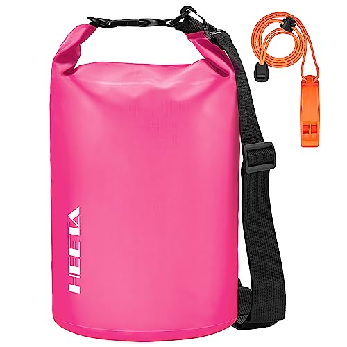 HEETA Waterproof Dry Bag for Women Men (Upgraded Version), Roll Top Lightweight Dry Storage Bag Backpack with Emergency Whistle for Travel, Swimming, Boating, Kayaking, Camping, Beach (Rose Red, 10L) - Image 1