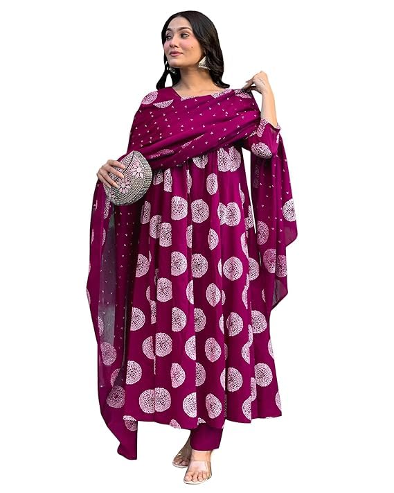 Toochki Salwar Suits For Women's | Anarkali Suit | Kurta With Pant & Dupatta For Women | Cotton Kurti Set For Woman | Kurtis With Palazzo & Dupattas | Ethnic Motifs | Wedding - Image 1
