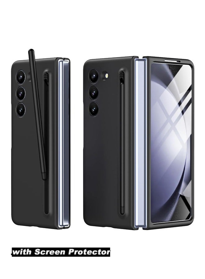 اليشمك Samsung Galaxy Z Fold 5 Slim Case With Pen and Glass Screen Protector,Shockproof Protective Case (Black) - Image 1