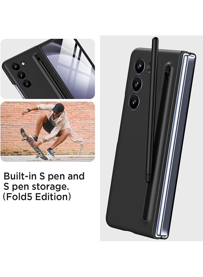 اليشمك Samsung Galaxy Z Fold 5 Slim Case With Pen and Glass Screen Protector,Shockproof Protective Case (Black) - Image 2