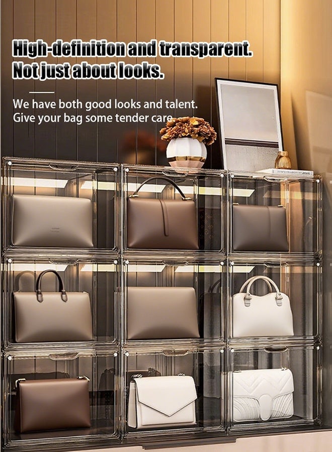 Fully transparent storage box, bag, shoes, clothes, storage box, side-opening magnetic suction simple plastic figurine box, shoe cabinet folding shoe rack  - Image 4