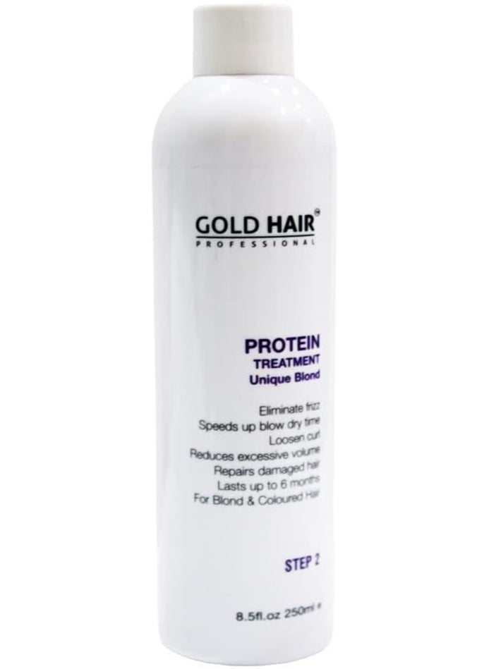 GOLD HAIR - Gold Hair Protein Unique Blond 100% Eliminate Frizz - Treatment for Blond and Coloured Hair 250ml - Image 1