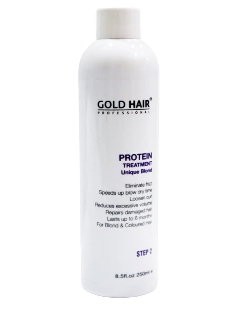 GOLD HAIR - Gold Hair Protein Unique Blond 100% Eliminate Frizz - Treatment for Blond and Coloured Hair 250ml - Image 1