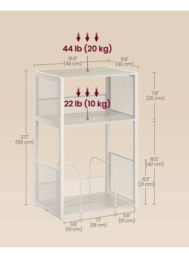VASAGLE حامل أسطوانات فاساجل، طاولة جانبية من 3 طبقات، تخزين أسطوانات، تصل إلى 100 ألبوم، طاولة لغرفة المعيشة، غرفة النوم، أبيض عتيق - Image 4