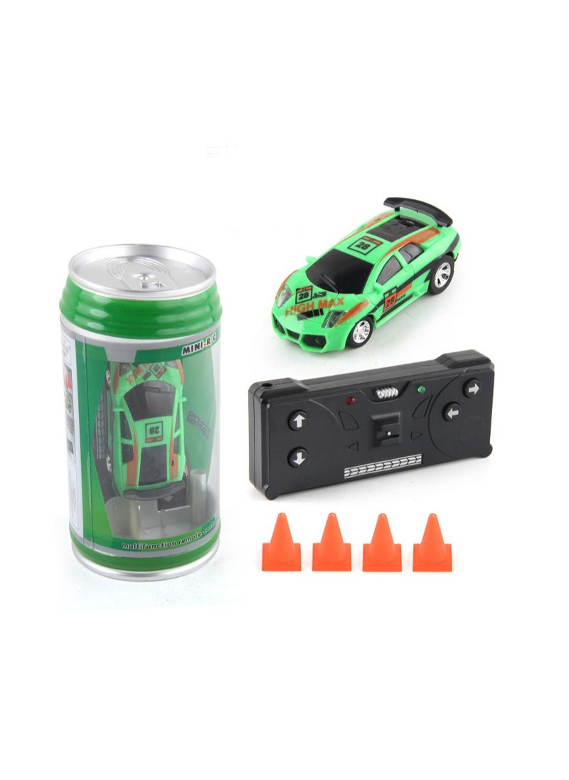 Electric Can Light Remote Control Car Mini Can Four-Way Wireless Remote Control Car Racing Car With Roadblock Toy Car Without Battery (Green)  - Image 2