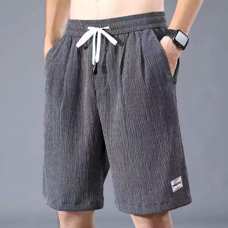Mens Casual Ice Silk Shorts Breathable Loose SummerY99 ice silk shorts "dark gray] Y99 ice silk shorts "dark gray] 