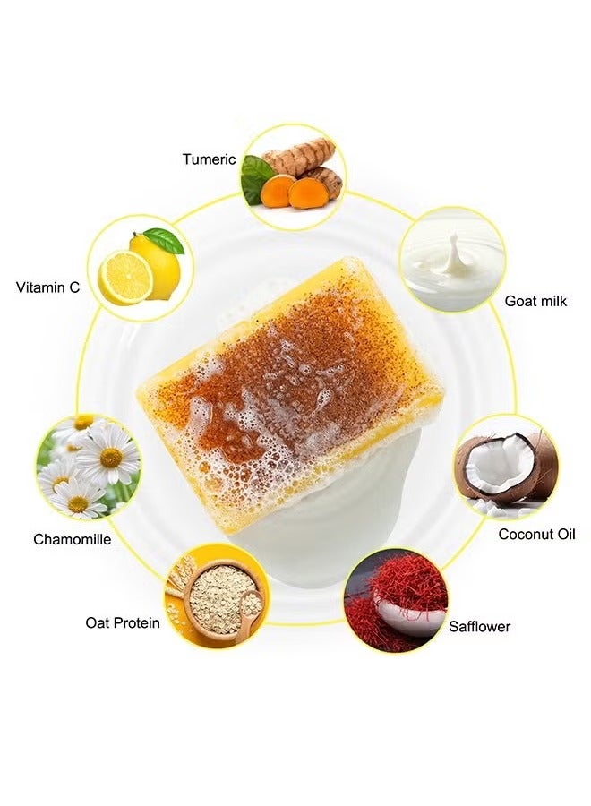 IKZEE Lemon Turmeric and Kojic Acid Soap,Turmeric Soap Bar,Gentle Skin Brightening Soap,Dark Spot Corrector Remover,Deep Cleansing Solid Soap Bars,Natural Face Soap for Fine Lines Acne Scars 100g - Image 2
