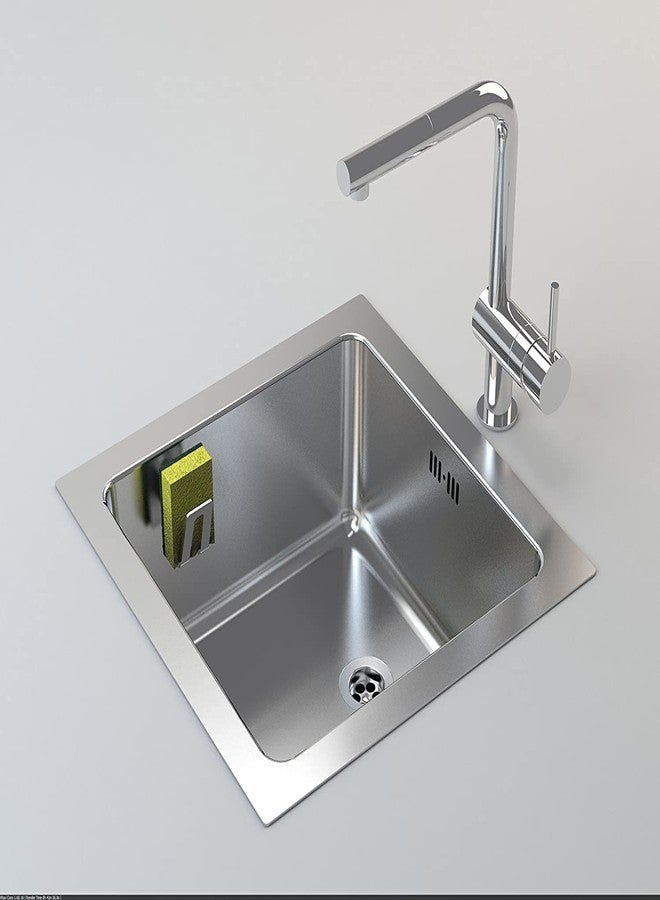 magisso Happy Sinks Sponge Holder for Sink, Polyurethane (PU), Metallic Silver, Pequeño - Image 2