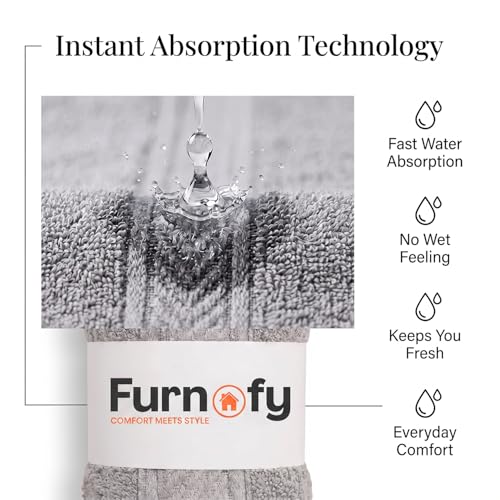 Furnofy 450 GSM Hand Towel Set of 2 Soft, Absorbent & Quick Dry Towel for Gym, Home, Kitchen, Pool, Travel - (40x60 cm, Grey) - Image 2