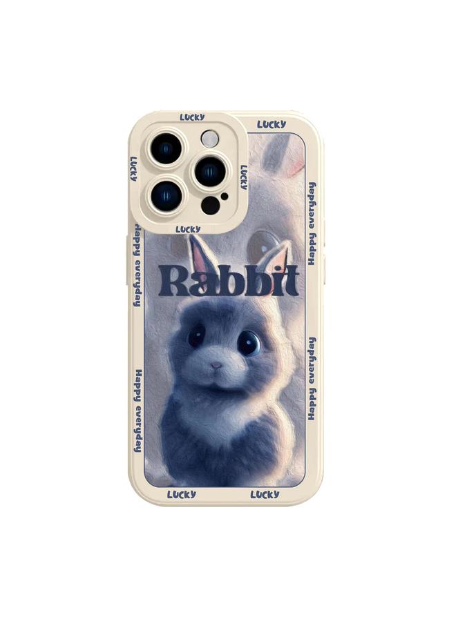 S-TOP Case For iPhone XR Liquid Silicone Oil Painting Rabbit Phone Case - Image 1