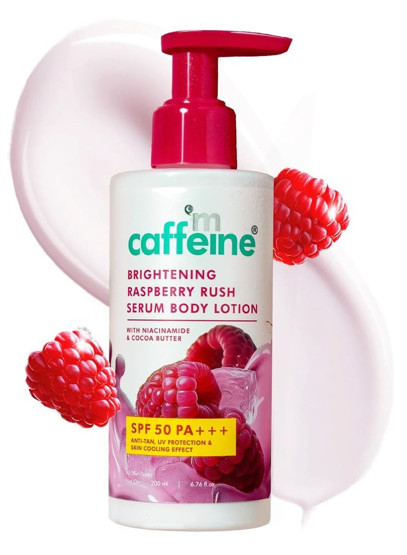 إم كافيين لوشن الجسم الواقي من الشمس من إم كافيين بعامل حماية من الشمس 50 PA+++ | لوشن للجسم مُنعش ومُزيل للسمرة، غني بفيتامين سي والتوت البري والنياسيناميد | خفيف الوزن، غير لزج، يحمي من الشمس - 200 مل - Image 1