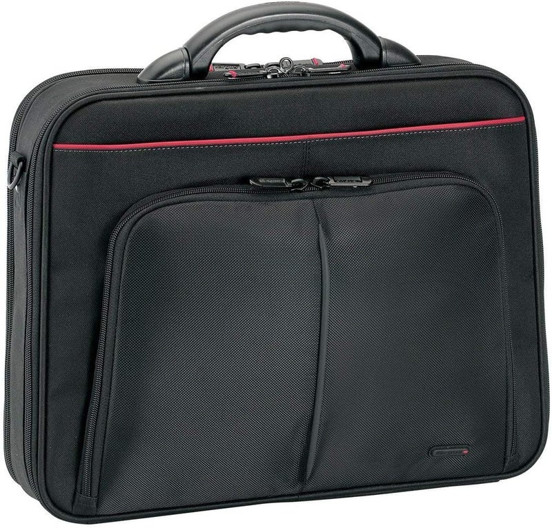 Laptop Case Pro Messenger Bag with Shoulder Straps Features with Protective Padded for Laptop up to 17-18 Inch, Black/Red Stripe (CNXL18)