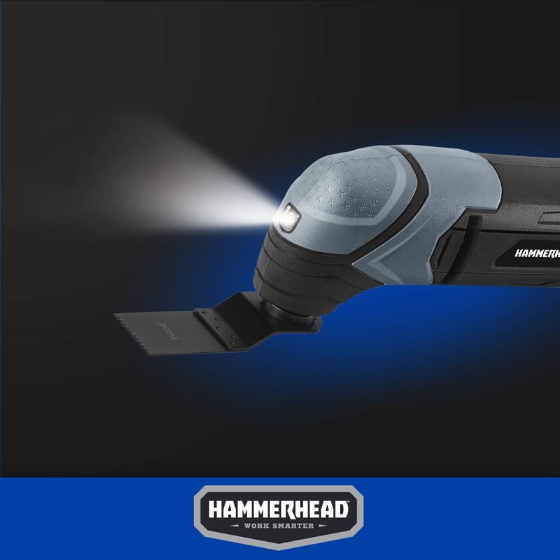 HAMMERHEAD 2.2-Amp Oscillating Multi-Tool with 1pc Flush Cut Blade, 1pc Semicircle Saw Blade, 1pc Sanding pad, 3pcs Sanding Paper - HAMT022 - Image 4