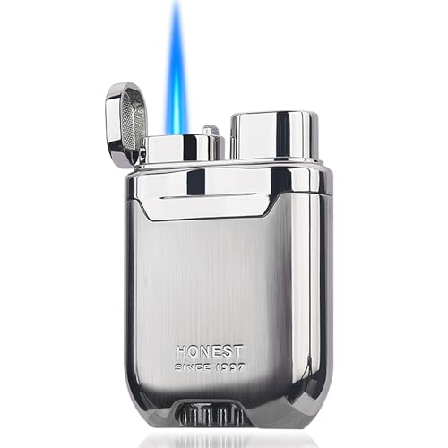 HONEST Metal Lighter Butane Windproof Lighter Mens Gifts refillable Gas Lighters Shipped Without Gas Silver - Image 1
