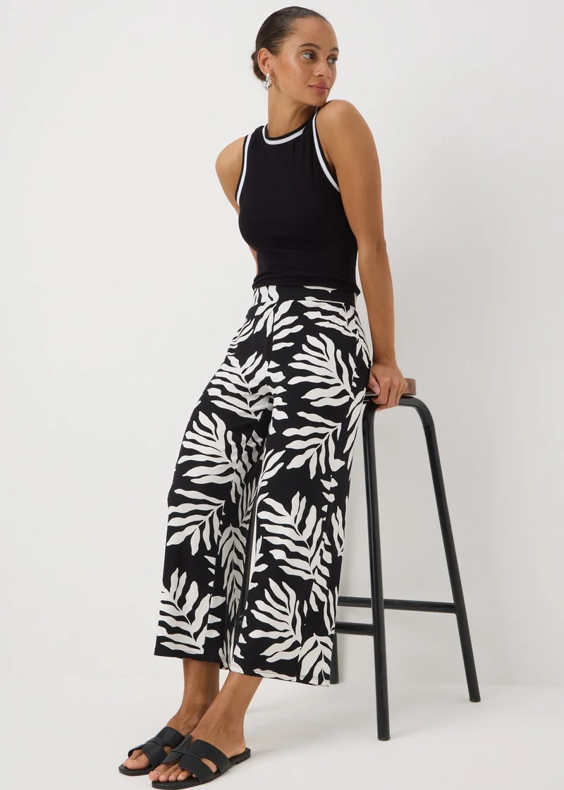 Matalan Black Mono Leaf Crop Wide Leg Trousers