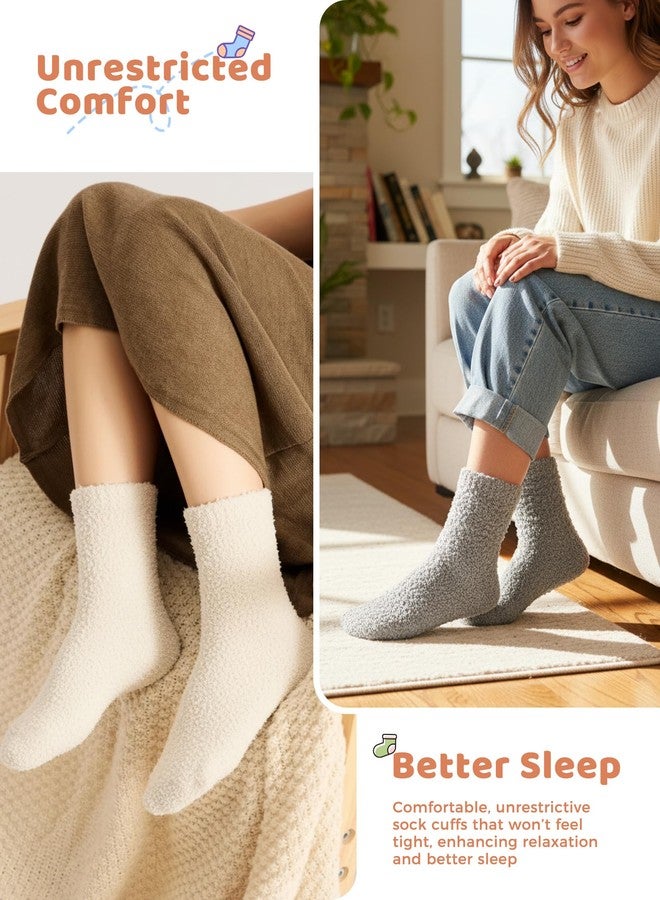 Socksy Super Fuzzy Cloud Cozy Soft Plus Fluffy Slipper Socks for Women - 5 Pairs Fall Winter Thick Warm Comfy Fleece Fabric Home Sleeping Socks Barefoot Birthday Gift - Image 3