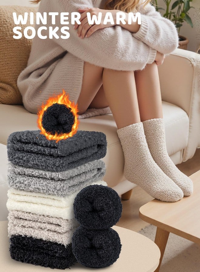 Socksy Super Fuzzy Cloud Cozy Soft Plus Fluffy Slipper Socks for Women - 5 Pairs Fall Winter Thick Warm Comfy Fleece Fabric Home Sleeping Socks Barefoot Birthday Gift - Image 4