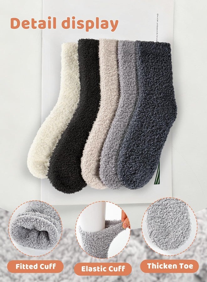 Socksy Super Fuzzy Cloud Cozy Soft Plus Fluffy Slipper Socks for Women - 5 Pairs Fall Winter Thick Warm Comfy Fleece Fabric Home Sleeping Socks Barefoot Birthday Gift - Image 2
