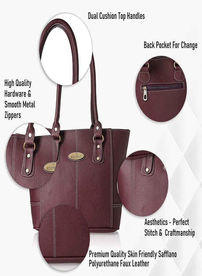 Fostelo Women's Everly Satchel Tote Handbag for Women | Ladies Purse | Stylish Shoulder Bag | Gift For Women | Maroon - Image 3
