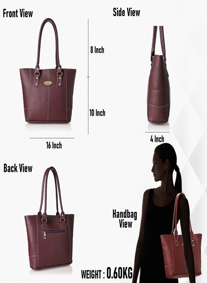 Fostelo Women's Everly Satchel Tote Handbag for Women | Ladies Purse | Stylish Shoulder Bag | Gift For Women | Maroon - Image 4