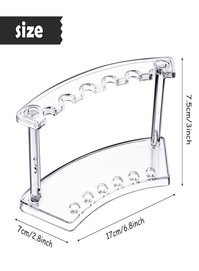 Tinlade 2 Pieces Plastic Pen Holder Stand Pen Display Stand Rack 6-Slot Pen Makeup Brush Rack Organizer Eyebrow Pen Stand for School Office Home Store (Clear) - Image 2