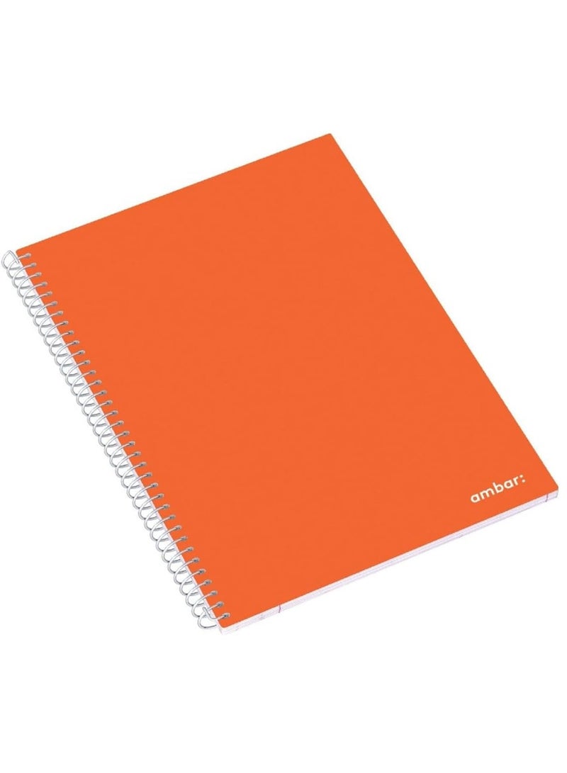 1-Piece A4 Size Single Lined Spiral Notebook Orange