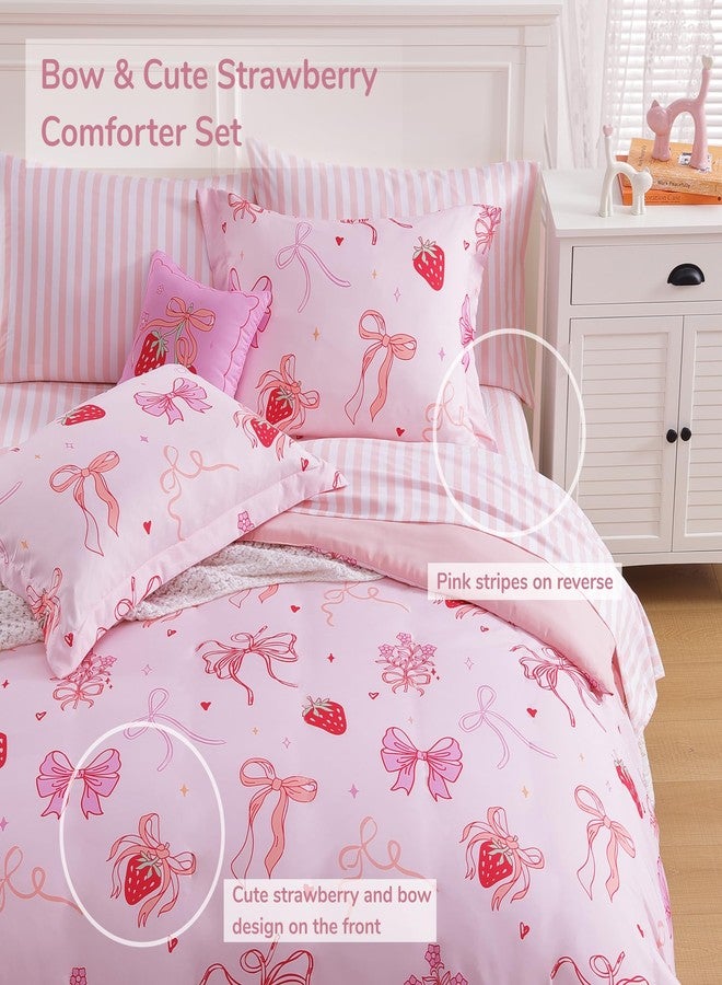 Wink Deer Full Size Comforter Set for Girls-7 Pieces Pink Bow Full Bedding Sets for Kids, Ultra Soft Bed in A Bag with Sheets - Image 4