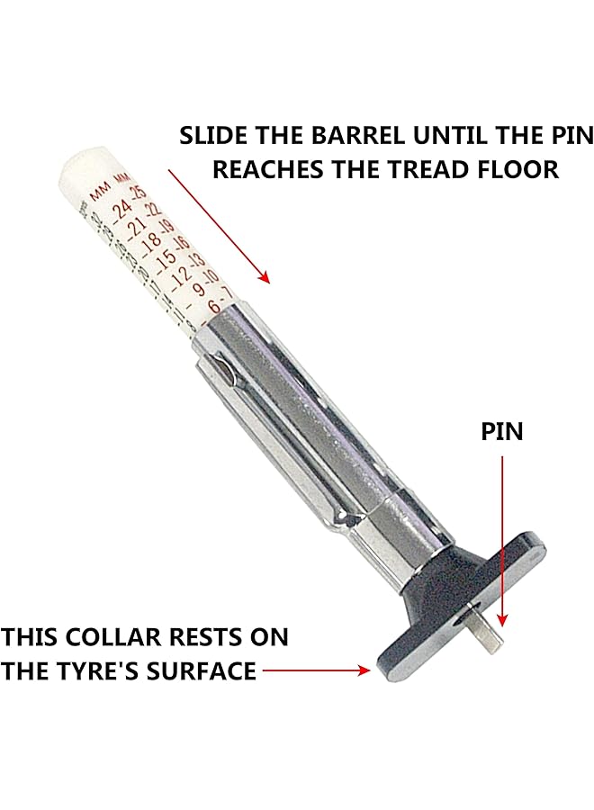 AA Tire Safety Kit For Cars 1146-2 Gauges For Tread Depth And Tire Pressure Plus 4 Dust Caps - Image 4