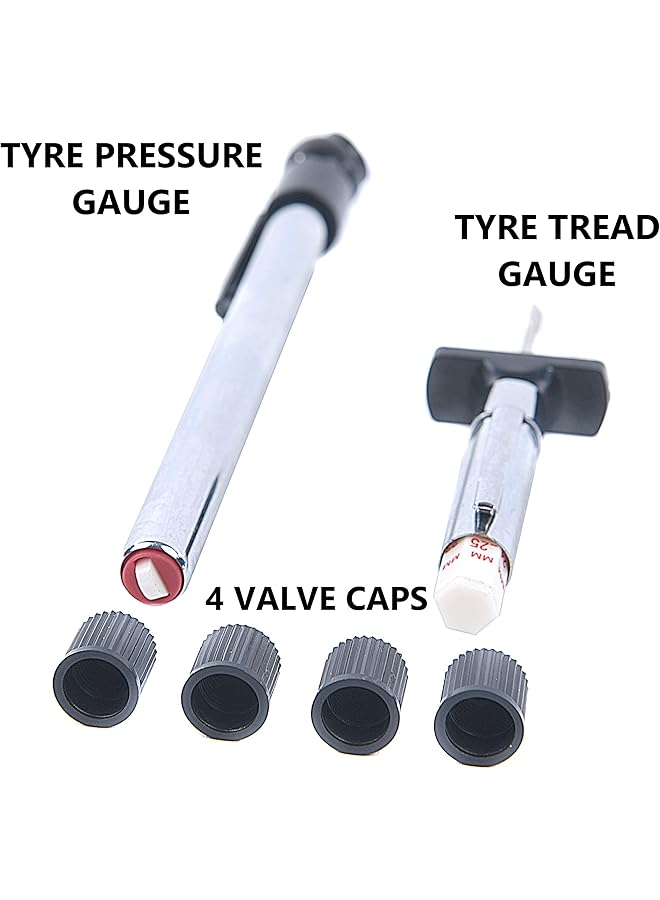 AA Tire Safety Kit For Cars 1146-2 Gauges For Tread Depth And Tire Pressure Plus 4 Dust Caps - Image 2