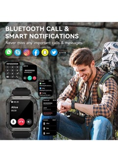 DMG TECH DMG 1.83" Military Smart Watches for Men with Bluetooth Call Activity Tracker with 123 Sports Modes IP68 Waterproof Men's Smartwatch with Heart Rate Blood Pressure Sleep Monitor(Black)  - Image 2